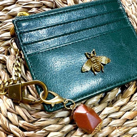 chunky sunstone steel gemstone key chain/card holder/amulet for success - Picture 2 of 6